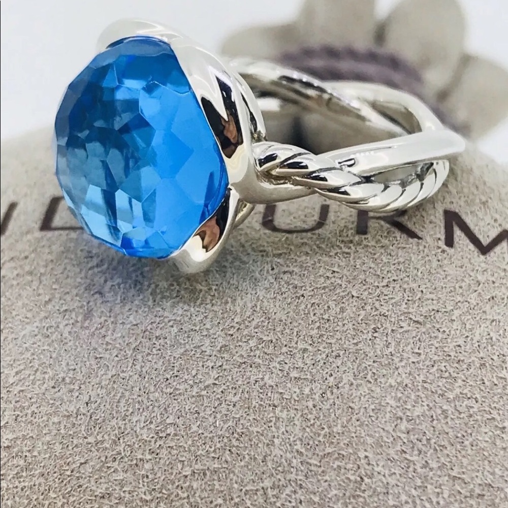 🌼DAVID YURMAN SS Continuance Ring Blue Topaz 7.5